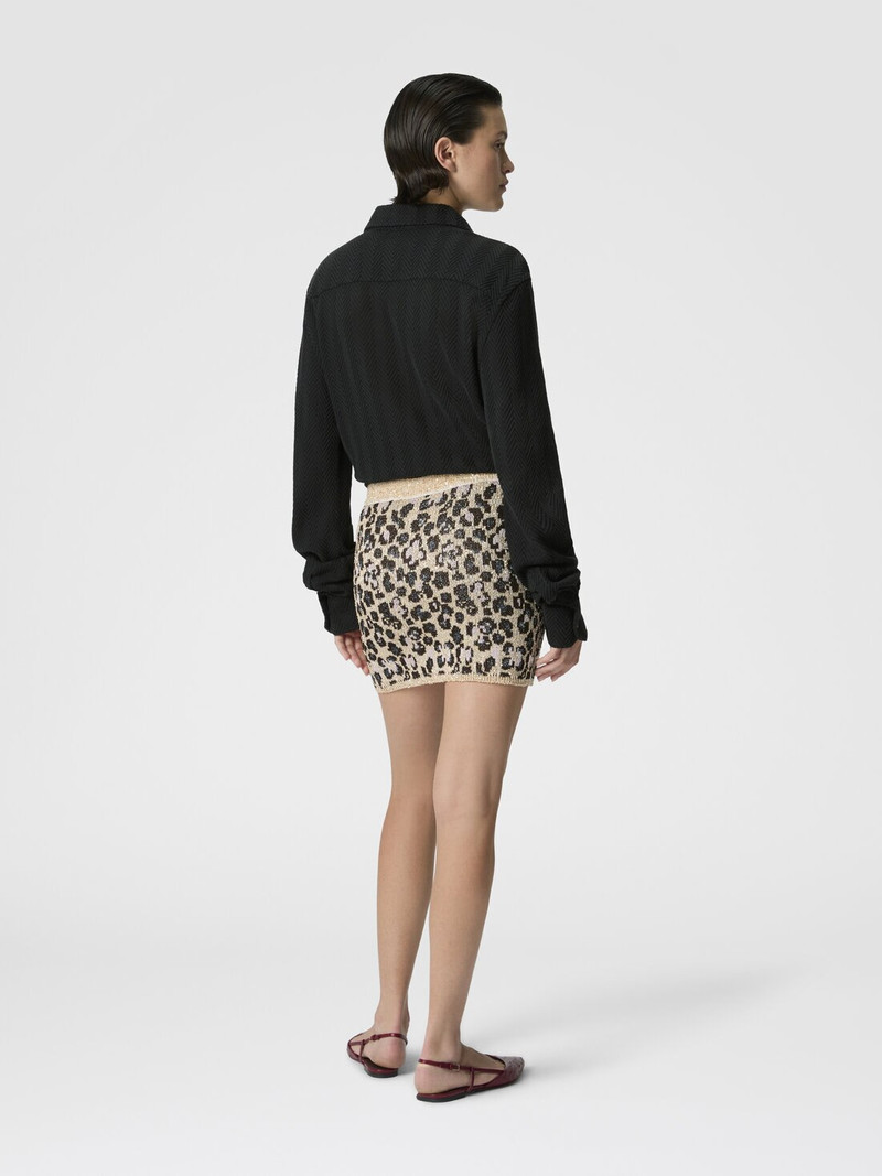 Animal-Jacquard Knit Mini Skirt with Sequins 3