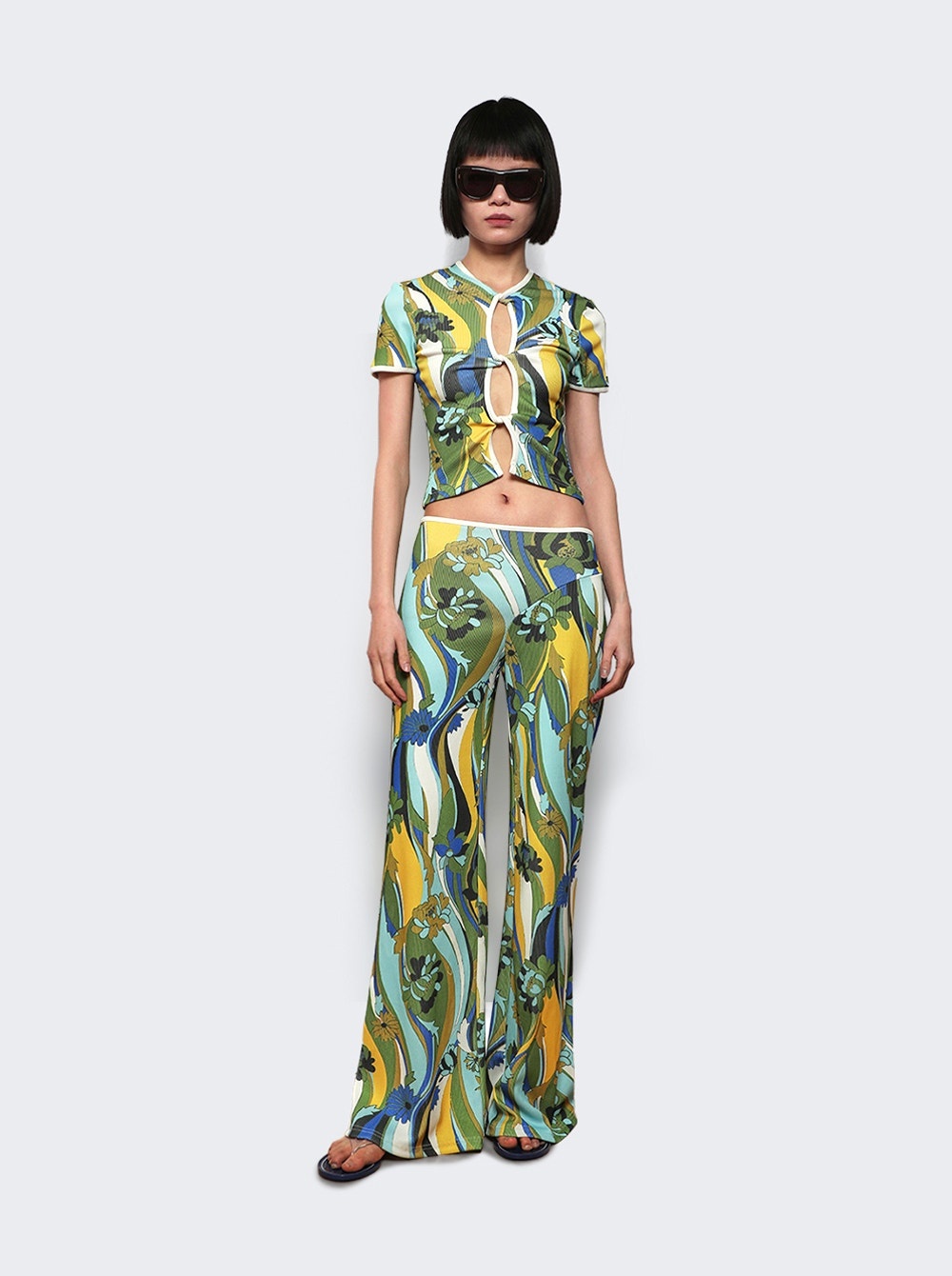 Ribbed Pant Acidic Floral Print - 5