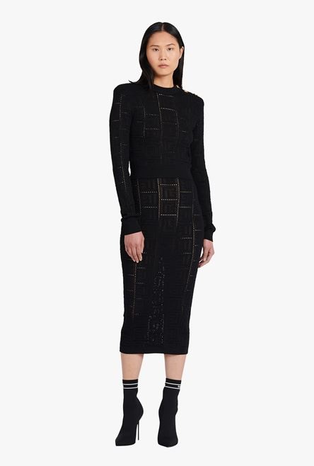 Cropped black sweater eco-designed with Balmain monogram - 2
