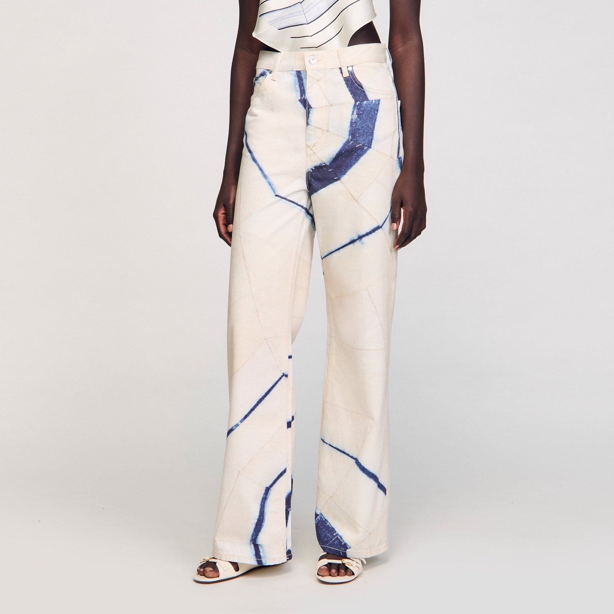 WIDE-LEG STRIPED JEANS - 4
