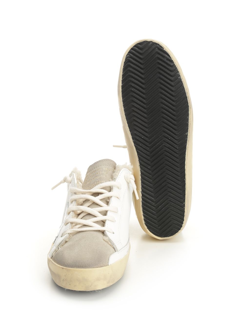 Super-Star Sabot Leather Upper Suede Toe Shiny Leather Star Shearling Lining Sneakers White - 5