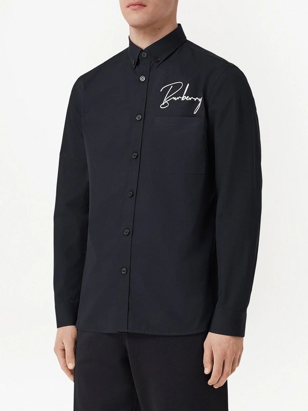 embroidered-logo cotton shirt - 3