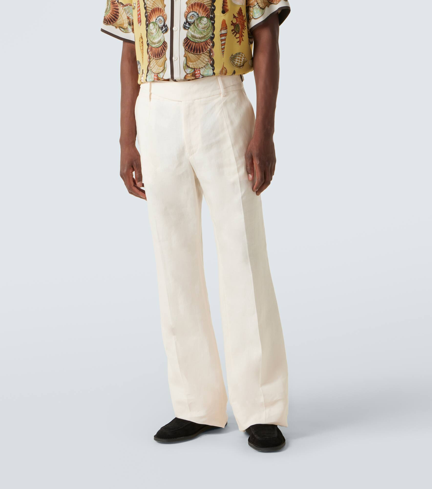 Linen canvas wide-leg pants - 3