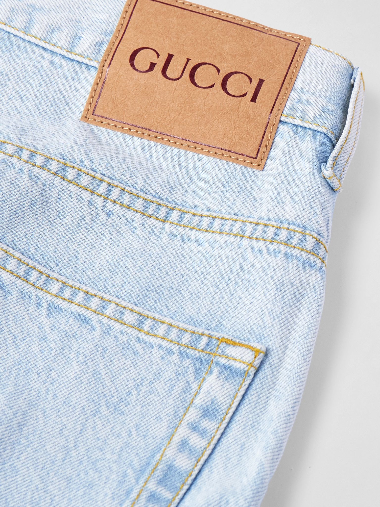 Straight-Leg Logo-Print Jeans Light blue - 5