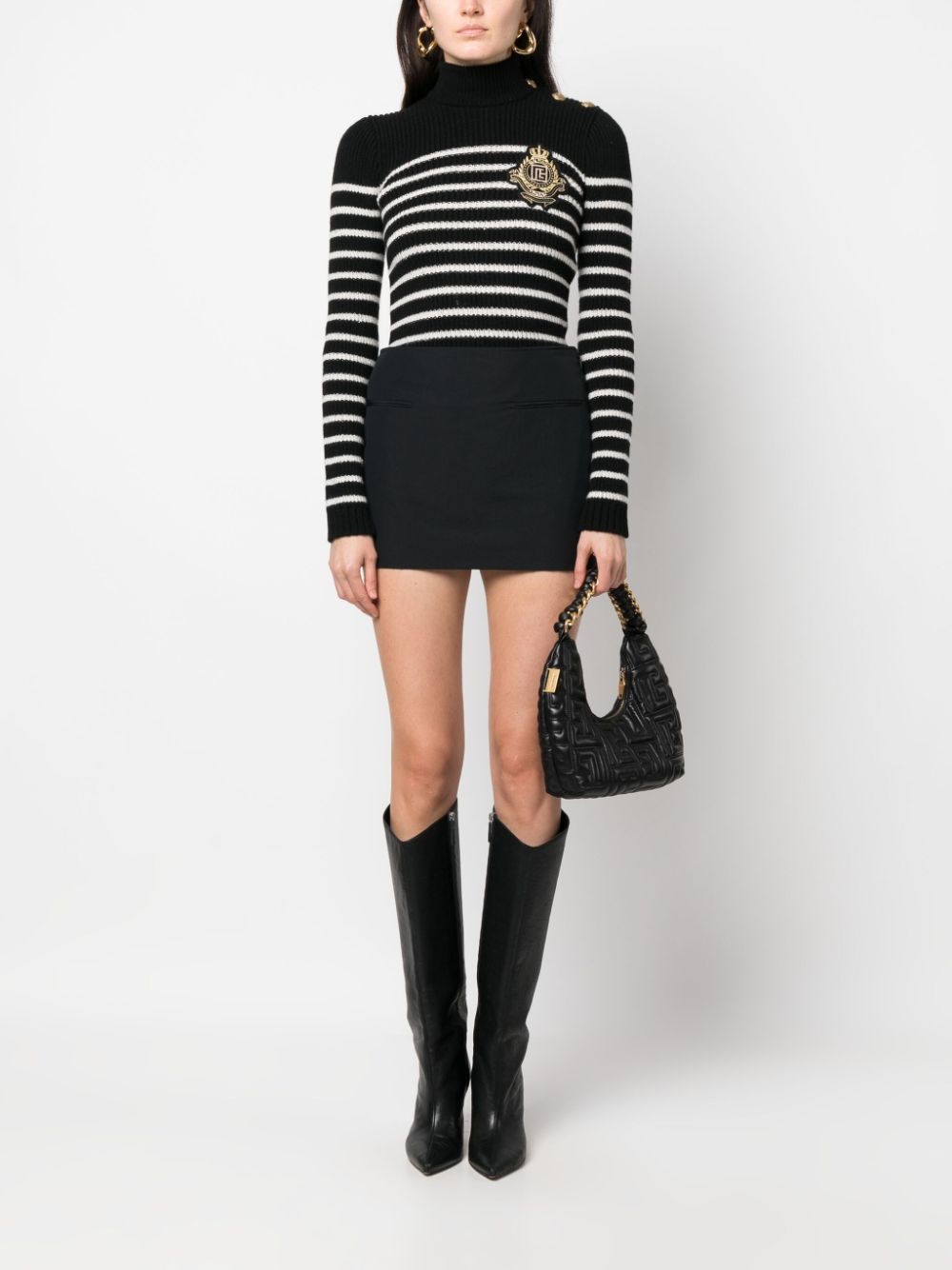 logo-patch striped jumper - 2