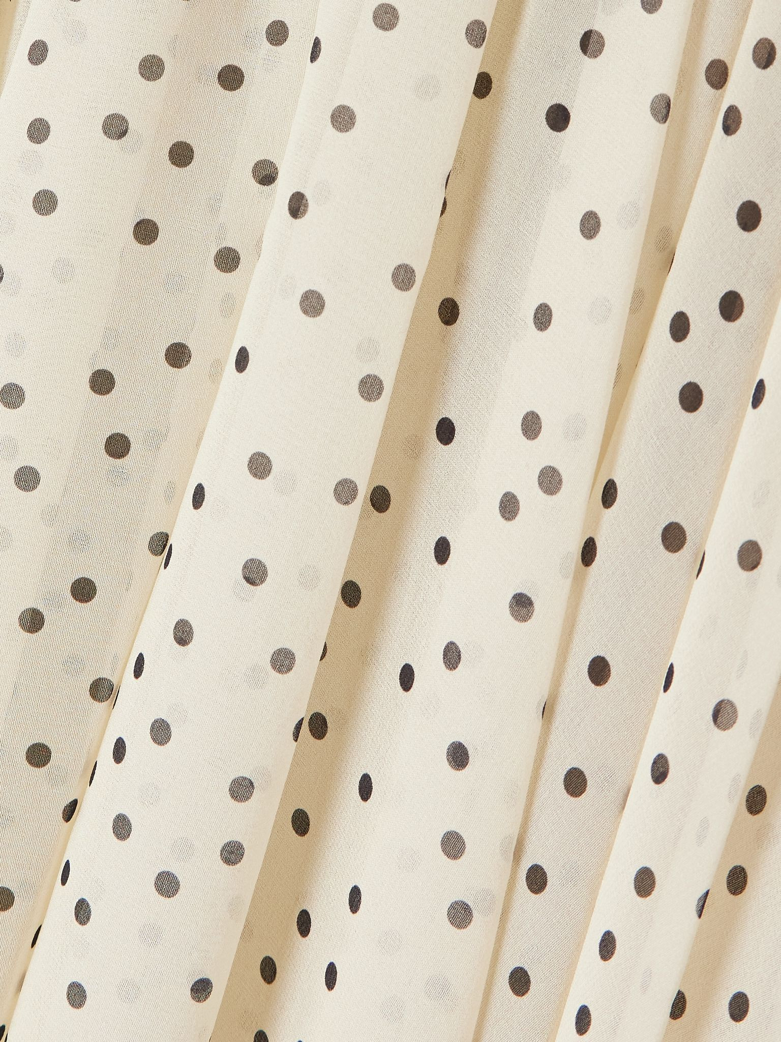 Pleated polka-dot silk-blend chiffon midi skirt Cream - 4