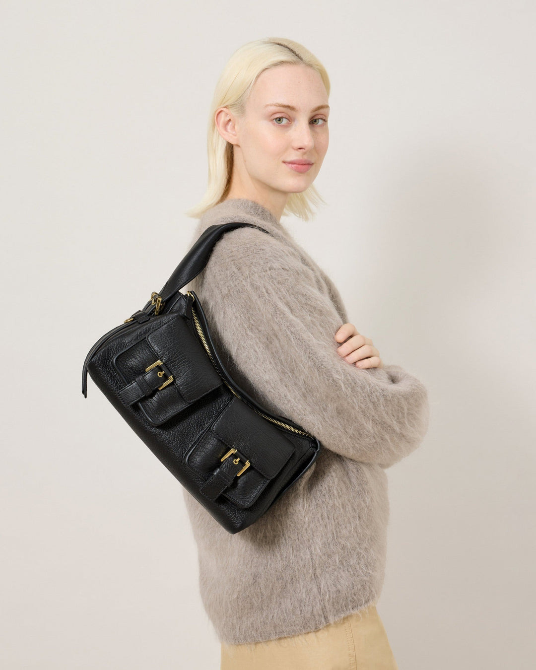 Maggie Shoulder Bag Black Natural Grain - 2