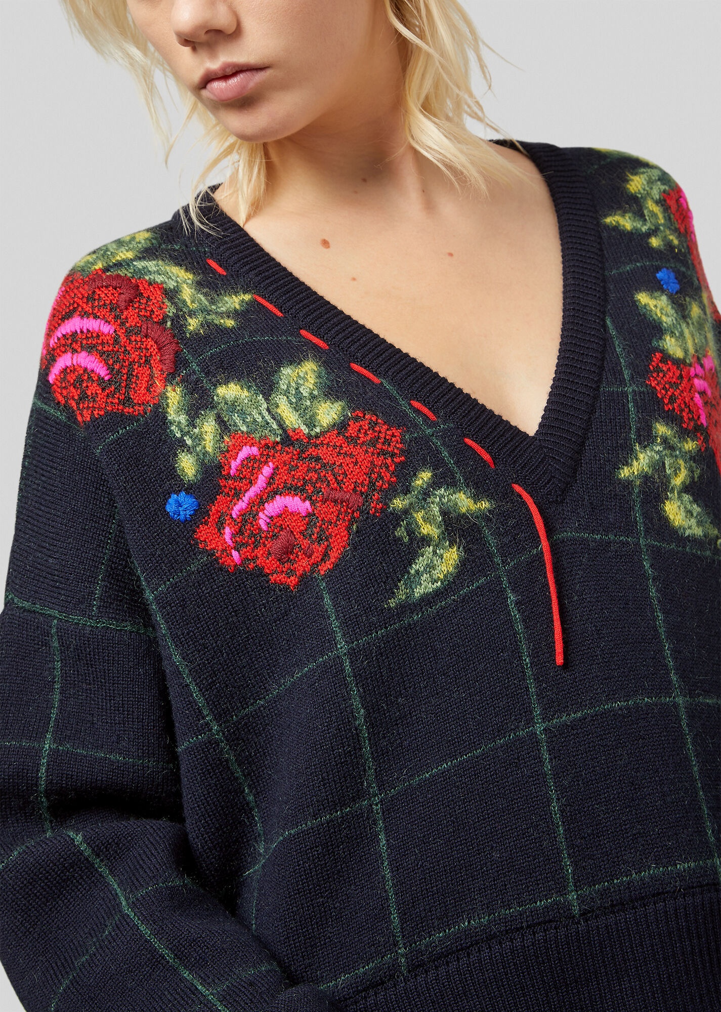 Rose Accent Wool and Mohair Sweater - 5