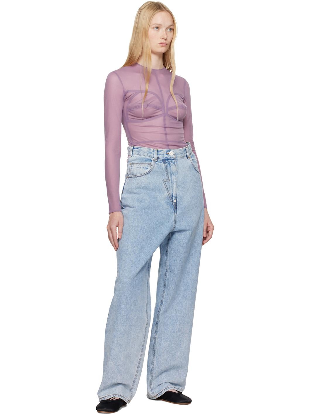 Blue Panty Cutout Jeans - 4