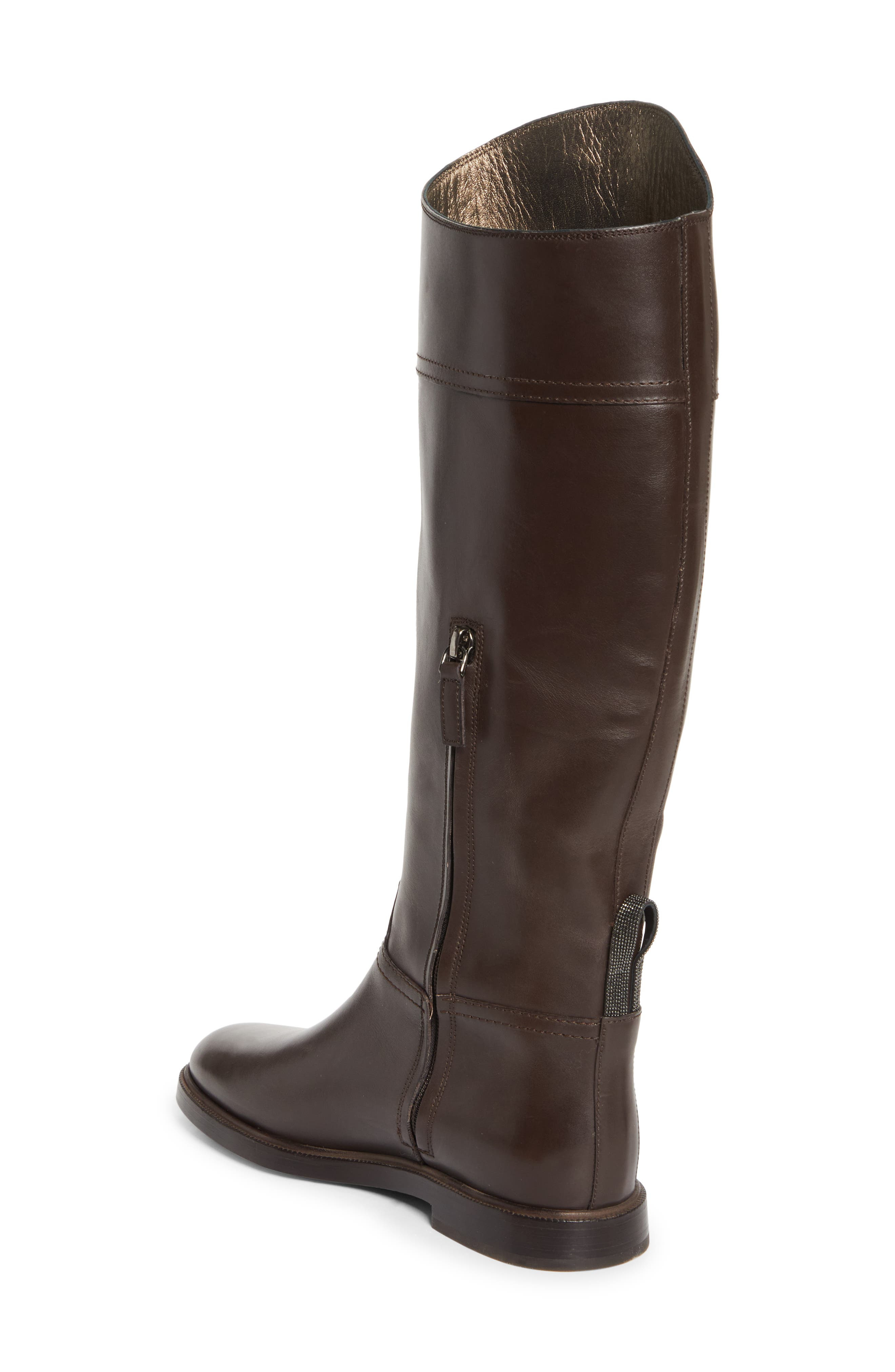 Brunello Cucinelli Monili Trim Riding Boot in C8279 Dark Brown at Nordstrom - 2