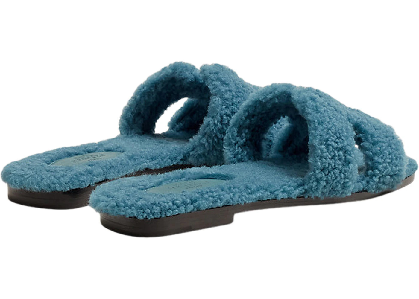 Hermes Oran Sandal Blue Woolskin - 3