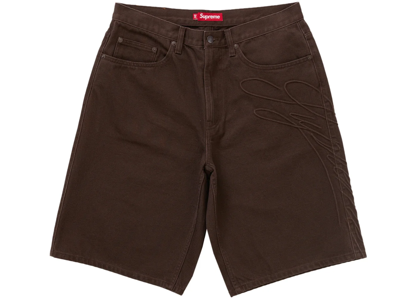 Supreme Script Baggy Denim Short Brown - 1