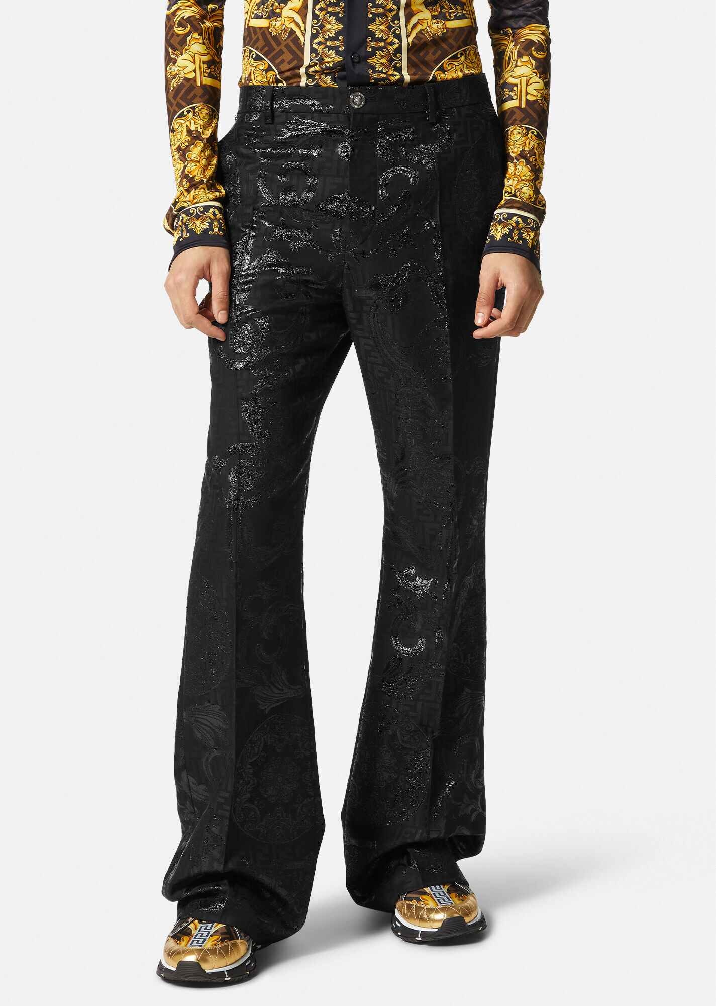 Fendace Flared Jacquard Pants - 3