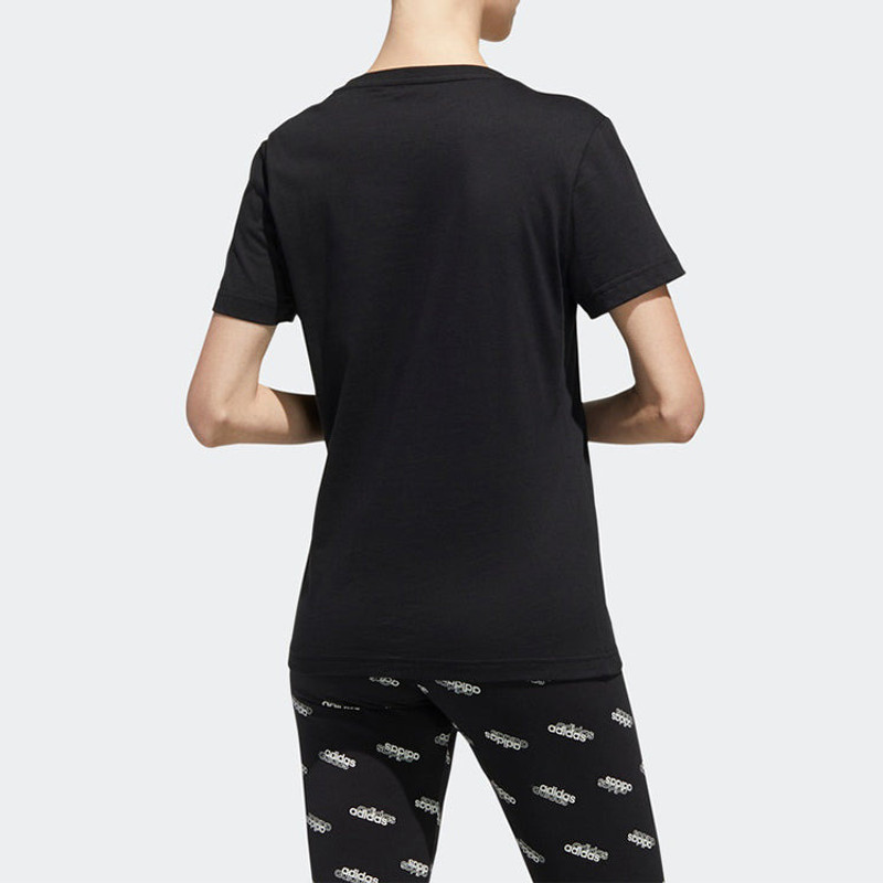 (WMNS) adidas Alphabet Logo Printing Training Sports Short Sleeve Black FM6154 6