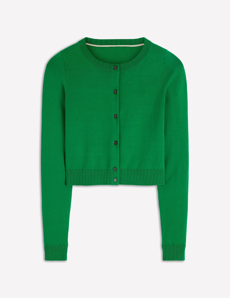 Emilia Cotton Cropped Cardigan-Rich Emerald 6