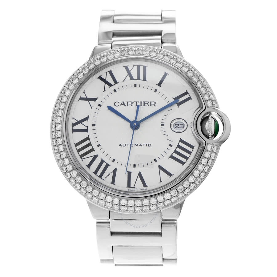 Pre-owned Cartier Ballon Bleu de Cartier Diamond Silver Dial Men's Watch WE9009Z3 - 2