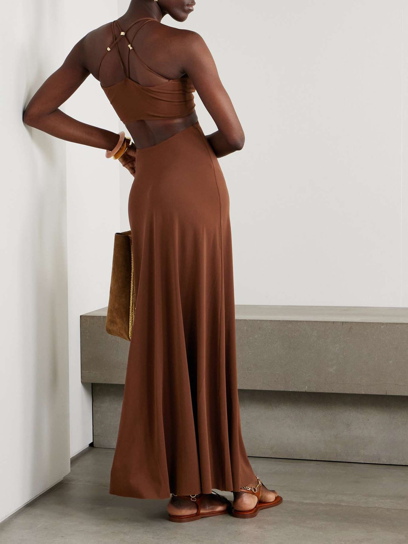 ERES Trésor Saba cutout embellished stretch-jersey maxi dress Brown outlook