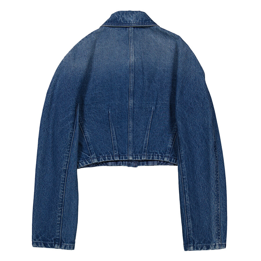 Versace Ladies Medium Blue Cropped Denim Jacket - 2