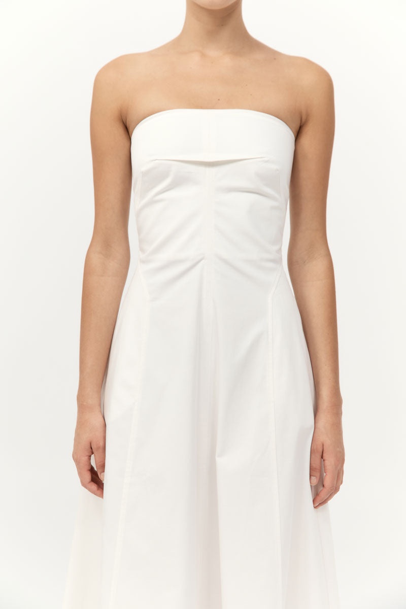 Sculpted Cotton Strapless Dress - Milk - 3