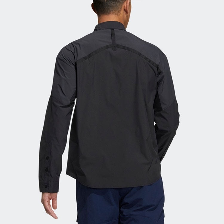 adidas Casual Sports Solid Color Breathable Long Sleeves Shirt Black H13776 - 4
