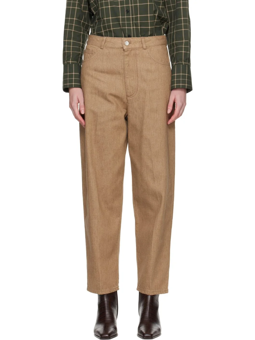 Beige Denim Carrot Jeans - 1