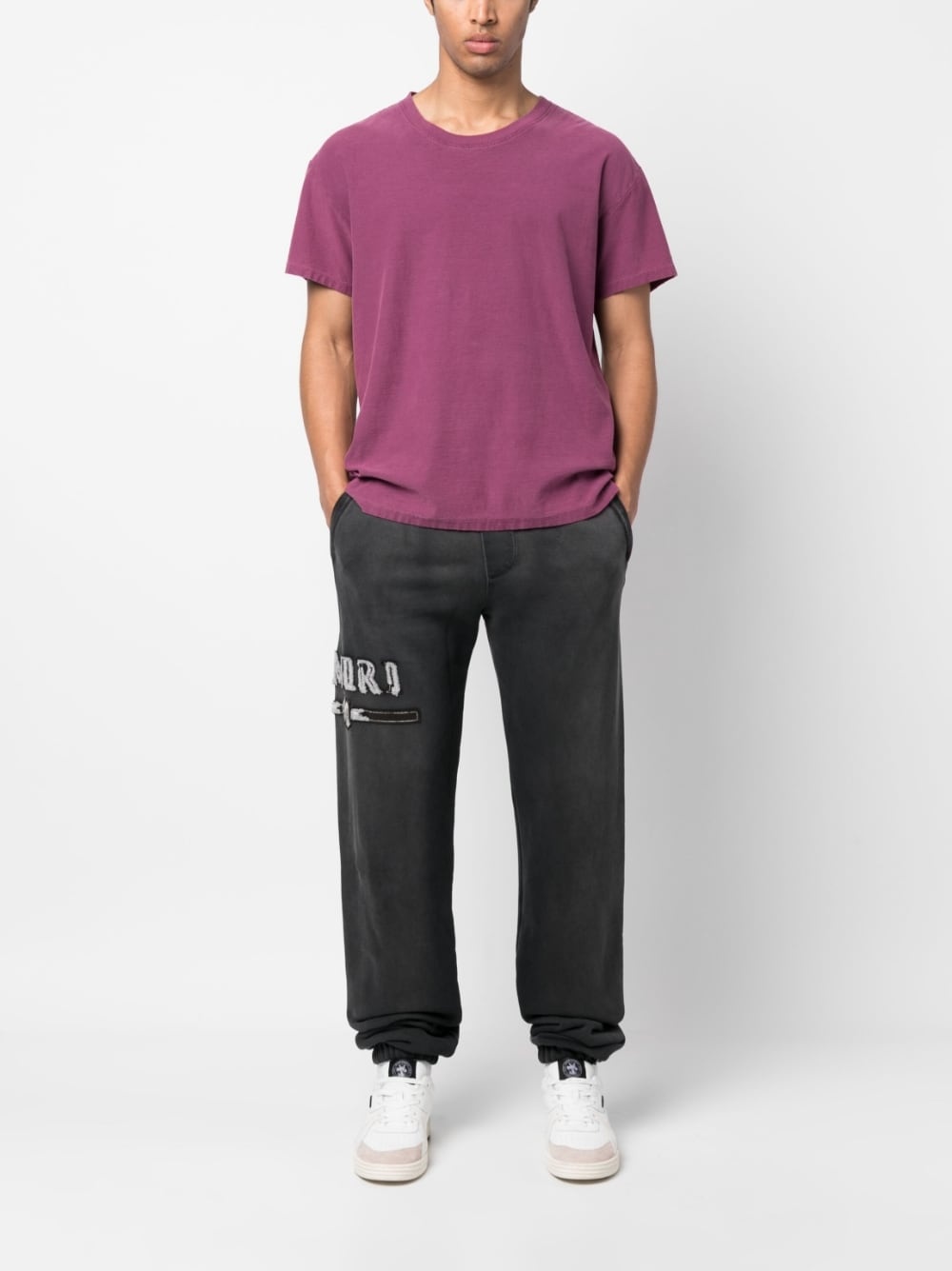 logo-appliqué cotton track pants - 2