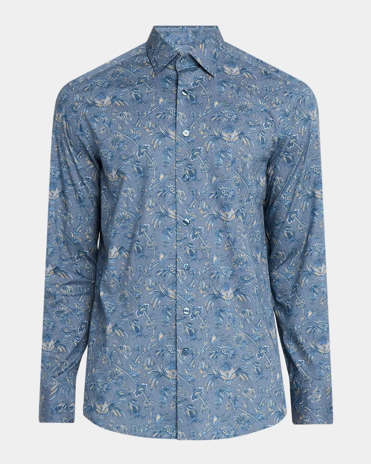 Men's Cotton-Stretch Paisley Sport Shirt - 1