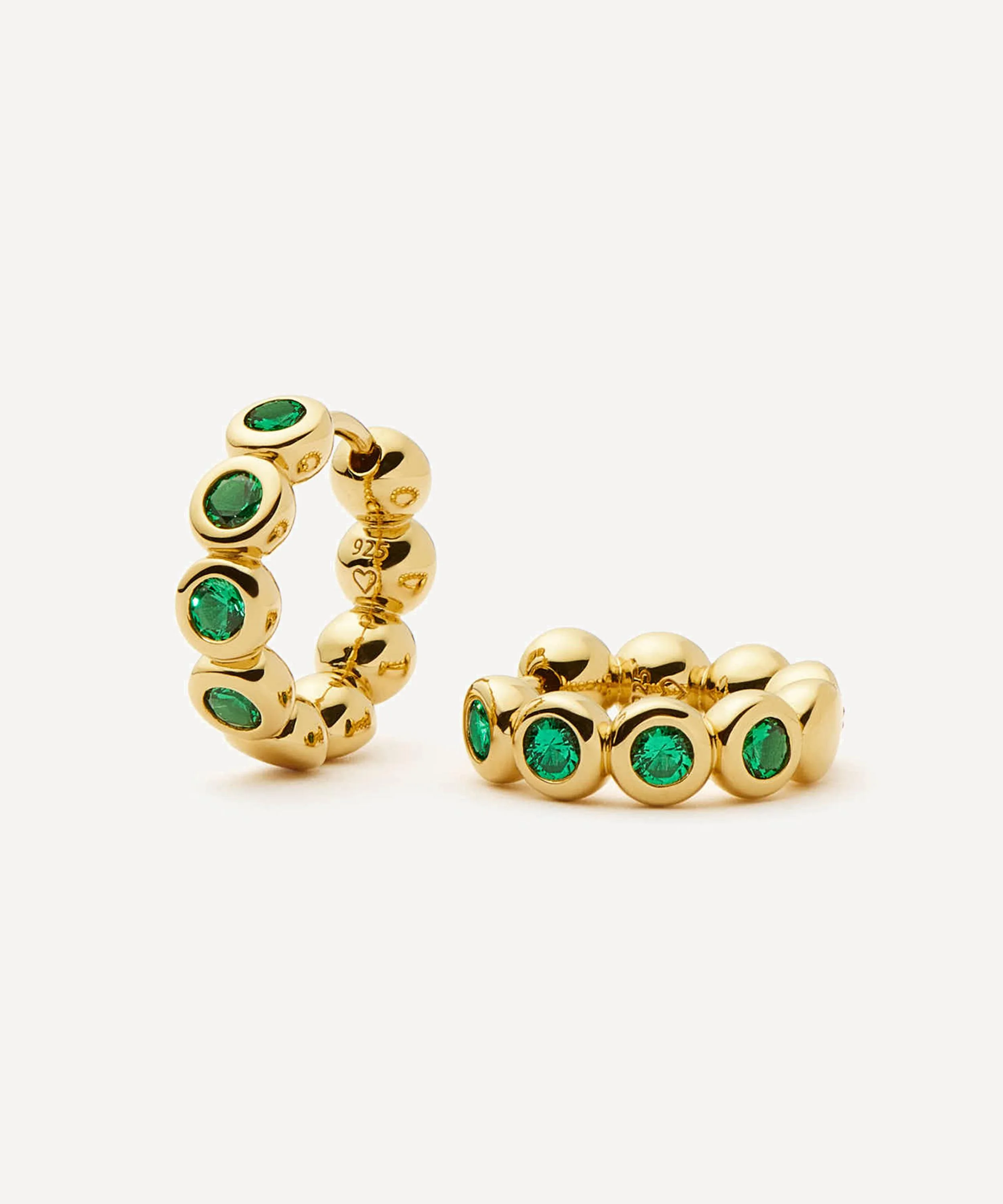 18ct Gold-Plated Vermeil Silver Tennis Small Hoop Earrings - 1