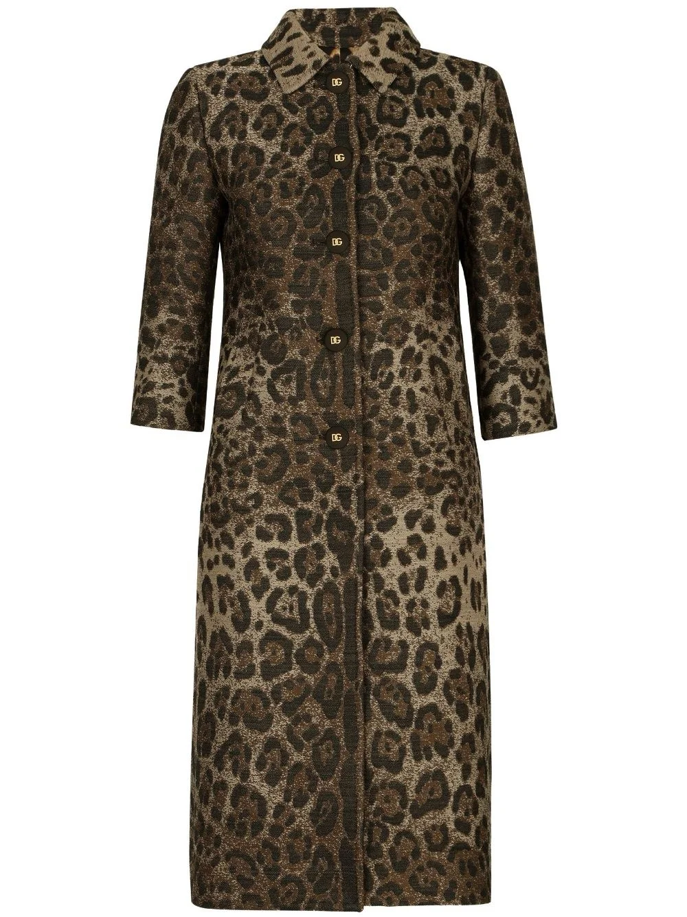 leopard-print single-breasted coat - 1