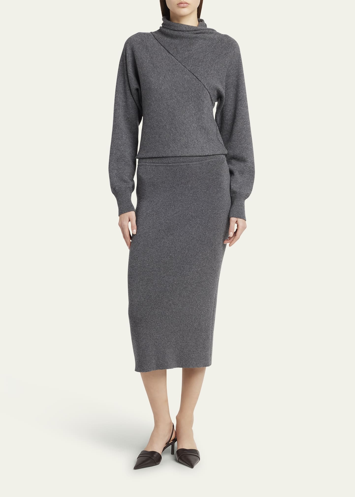 Wrap-Neck Fine Cashmere-Cotton Sweater - 2