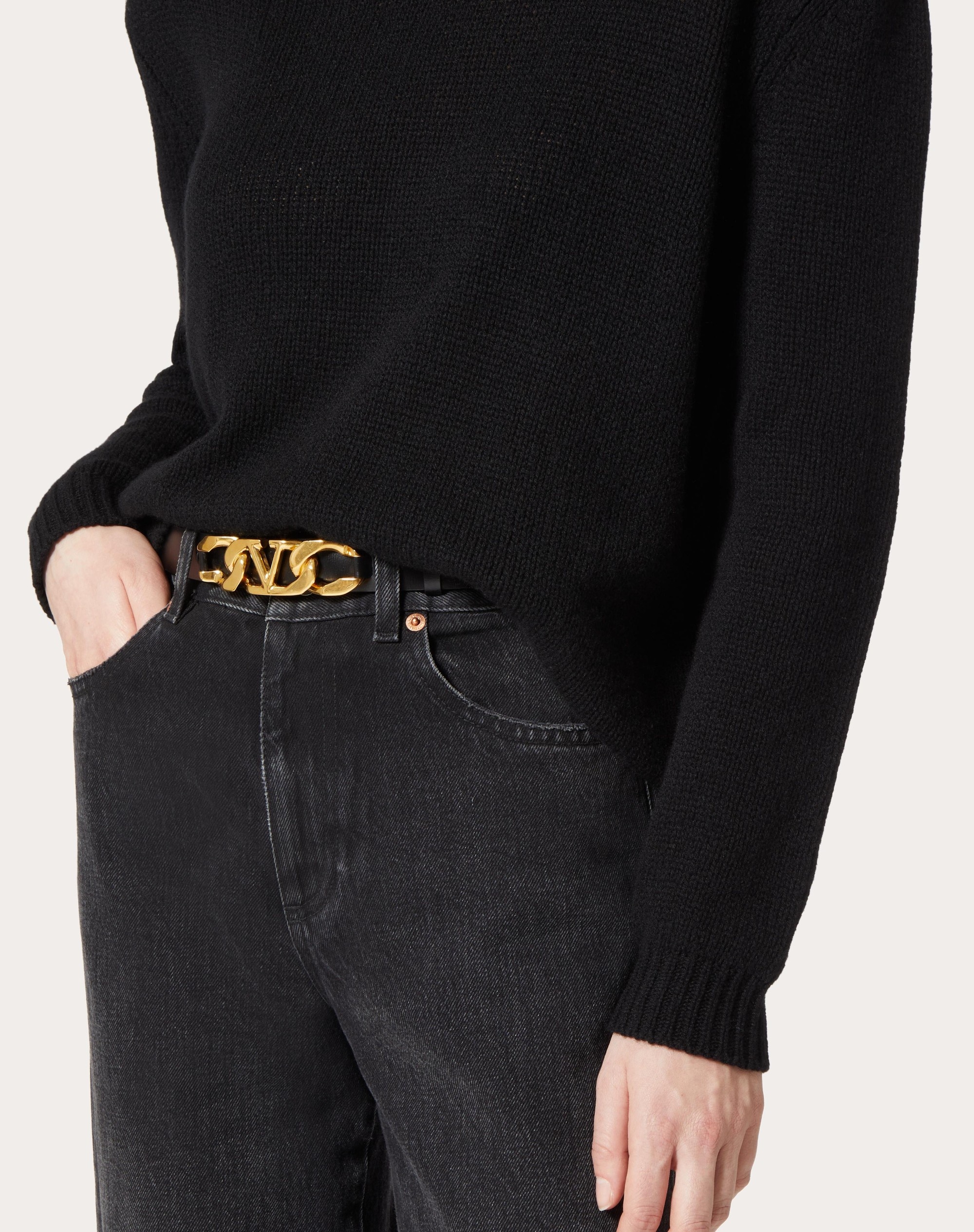 VLOGO CHAIN SHINY CALFSKIN BELT 30 MM - 5