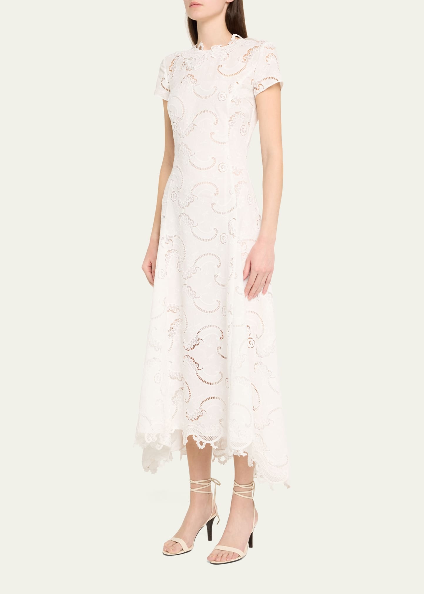 Scroll Guipure Lace High-Low Day Dress - 4