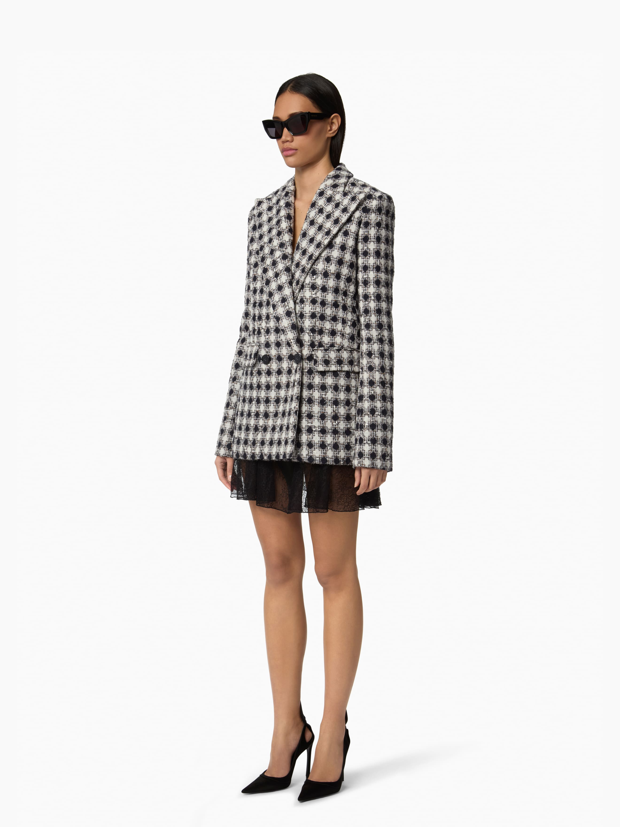 Double-Breasted Tweed Blazer - 2