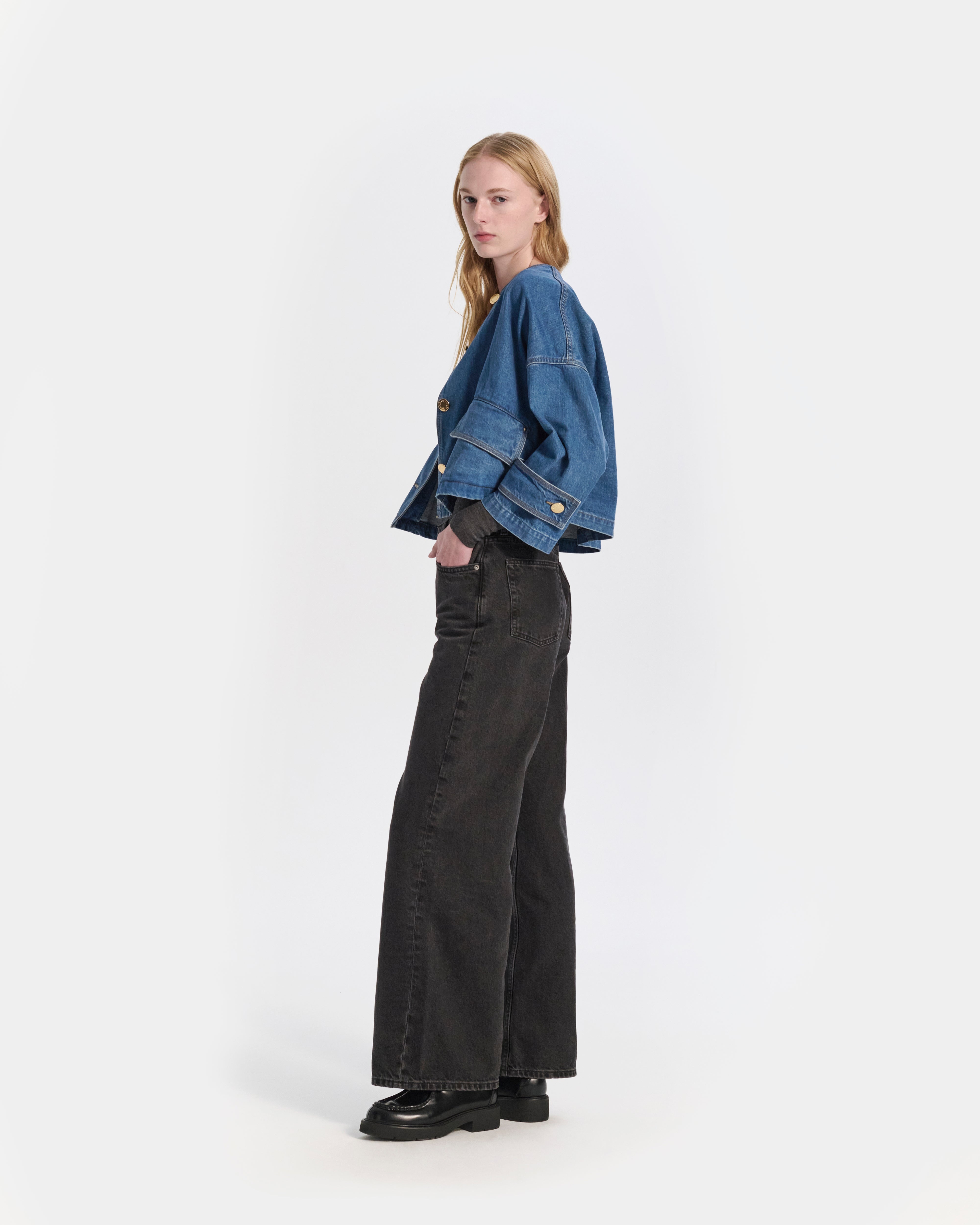 Humbie Collarless Denim Jacket - 5
