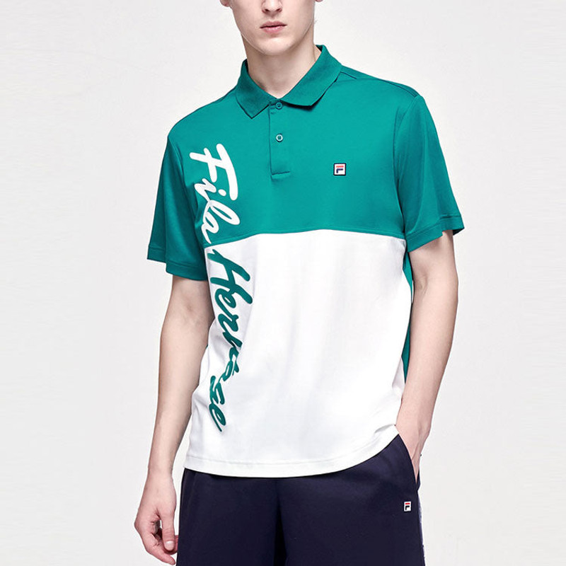 FILA Contrasting Colors Alphabet Printing Tennis Short Sleeve Polo Shirt Green A11M123153F-GN 3