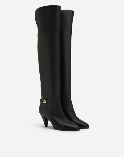 Dolce & Gabbana Calfskin boots with crossover DG logo outlook