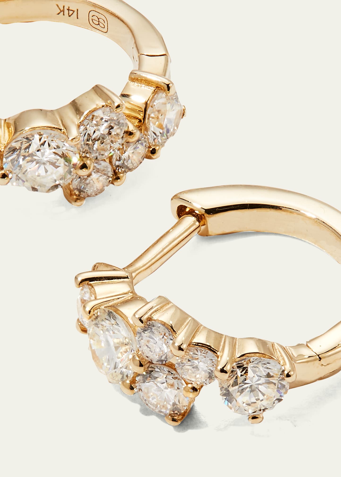 Cocktail 14k Gold Diamond Huggie Hoop Earrings - 3