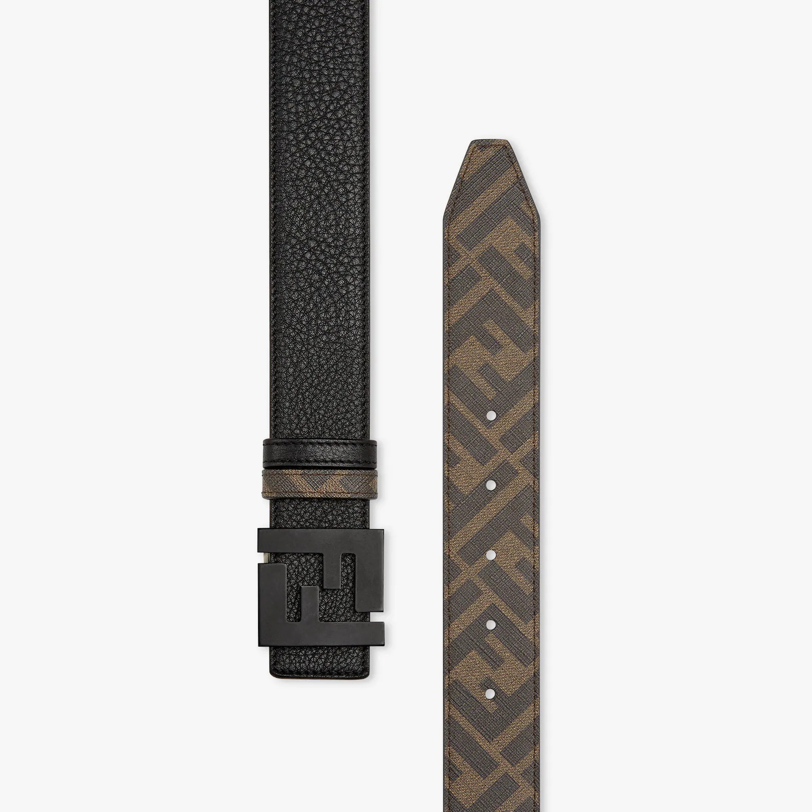 Brown leather and fabric belt - 2