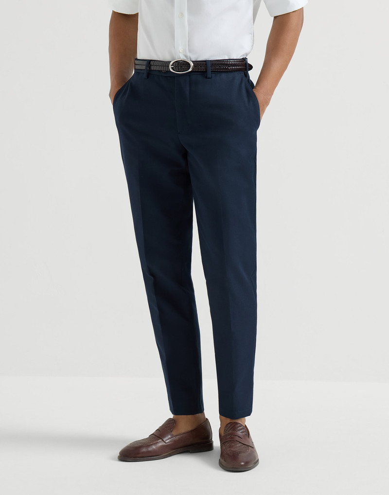 Cotton and virgin wool gabardine Italian fit trousers 2
