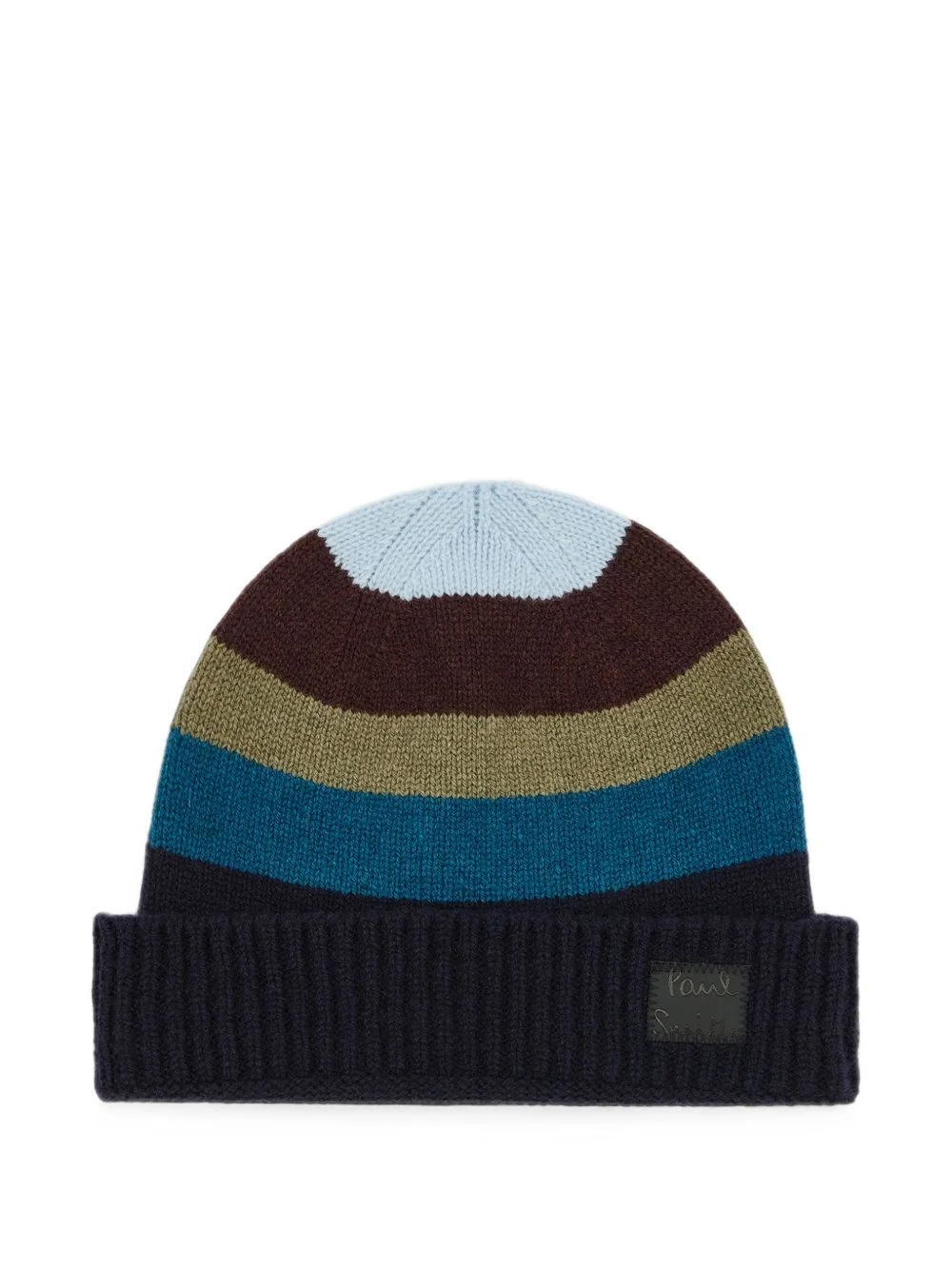 blue stripe wool beanie - 1