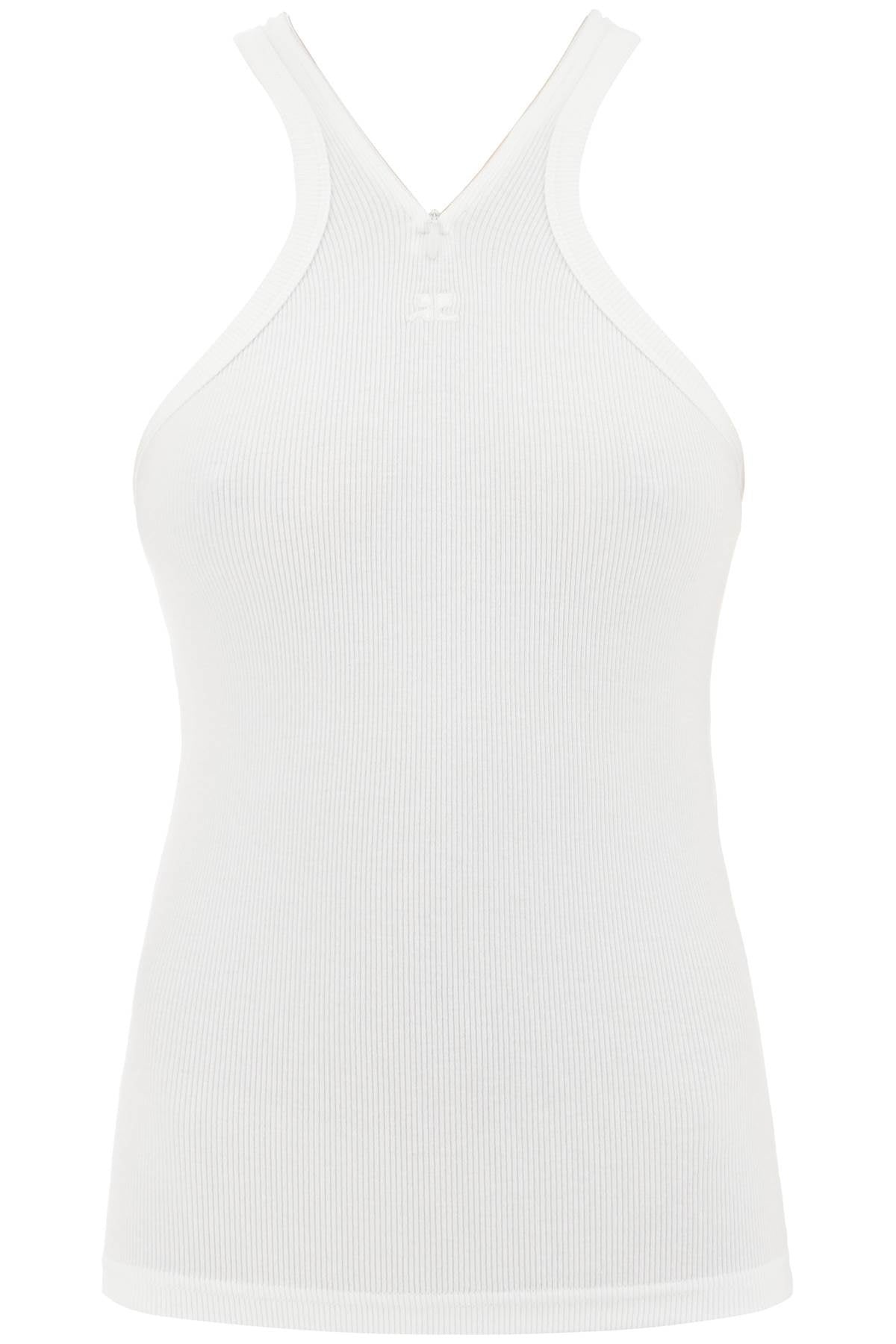 courrèges Courreges Ribbed Tank Top With Zipper On The