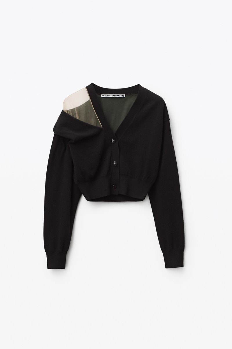 CARDIGAN IN ILLUSION TULLE WOOL CASHMERE 1