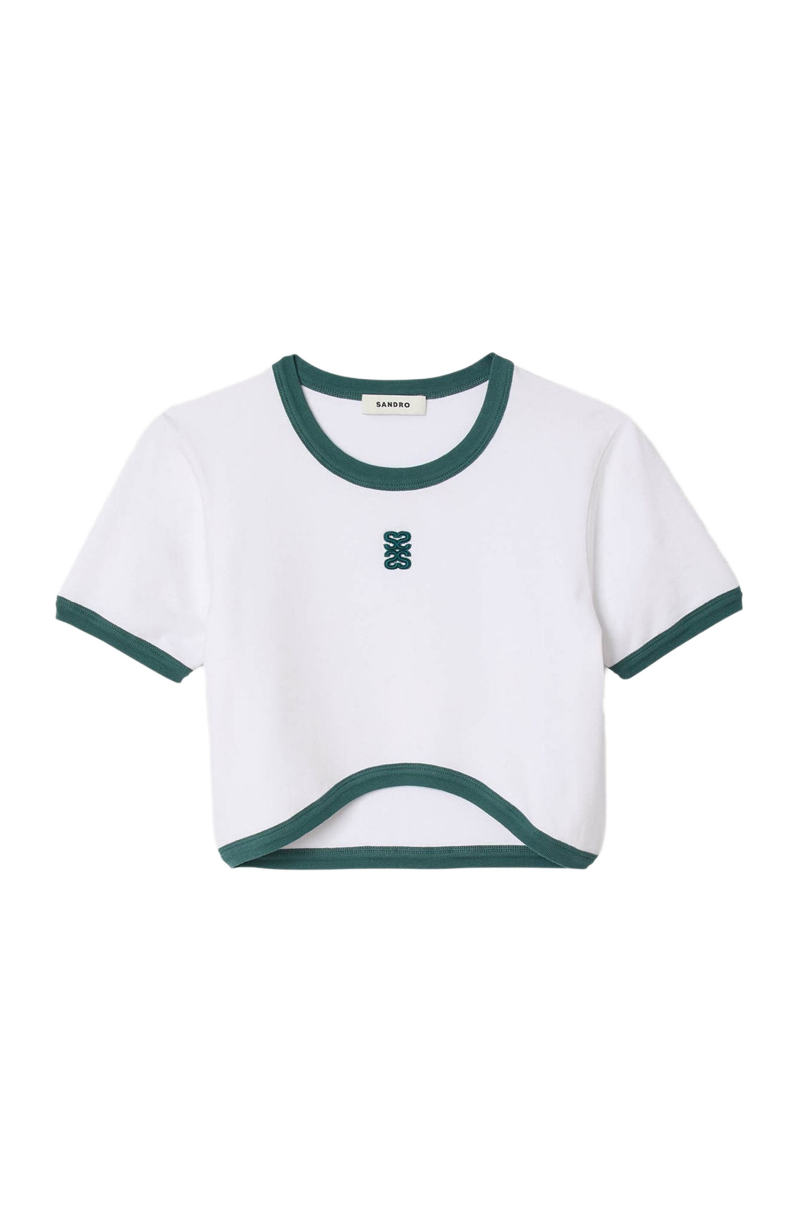 SANDRO Two-tone cropped T-shirt in White at Nordstrom - 5