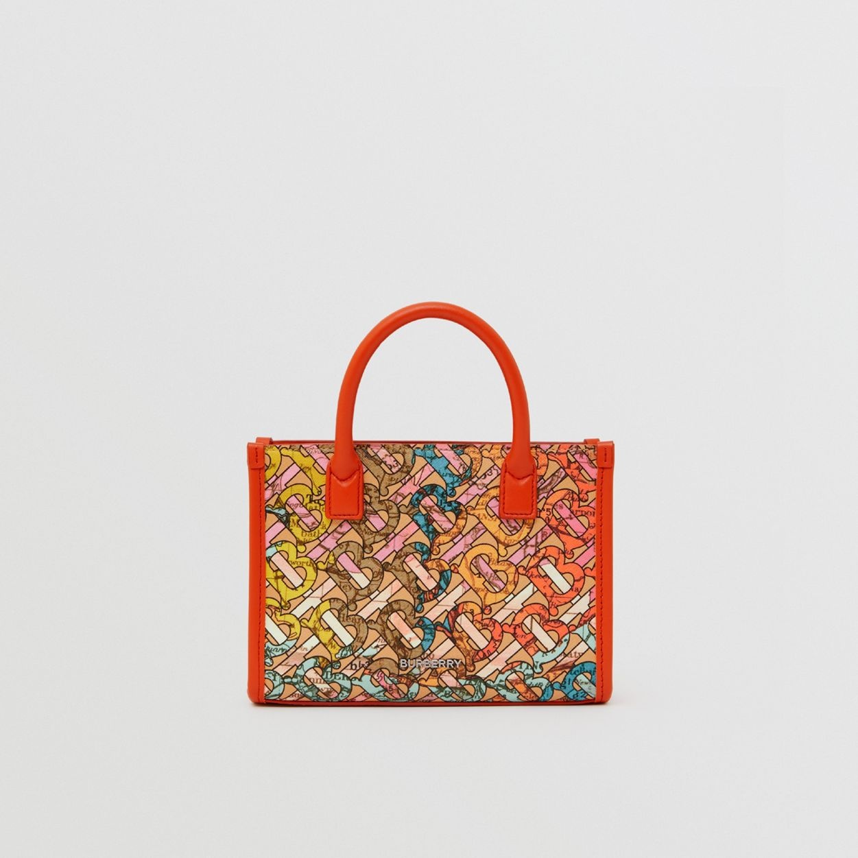 Mini Monogram Map Print and Leather Tote - 1
