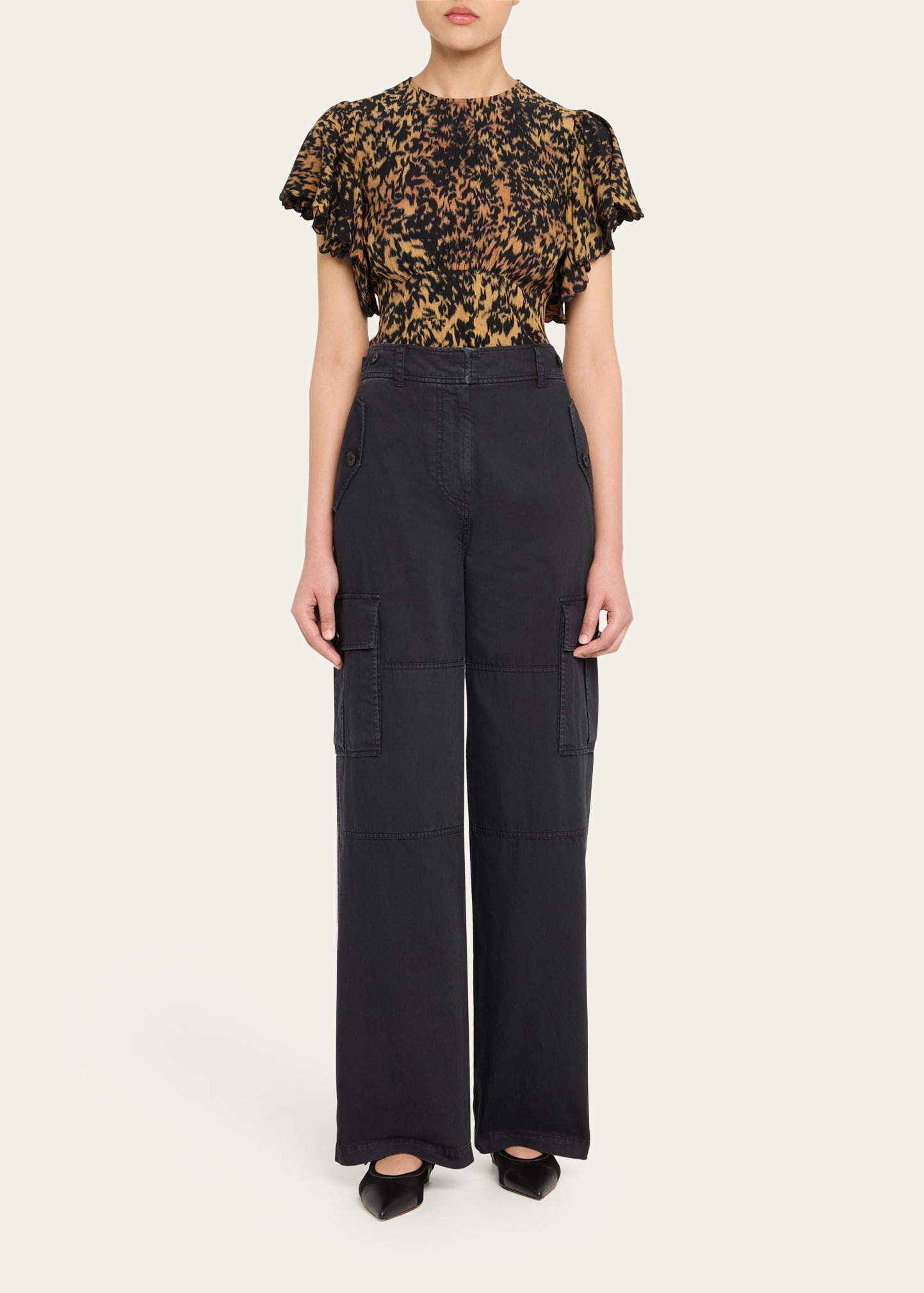 Nejma Flutter-Sleeve Blouse - 2