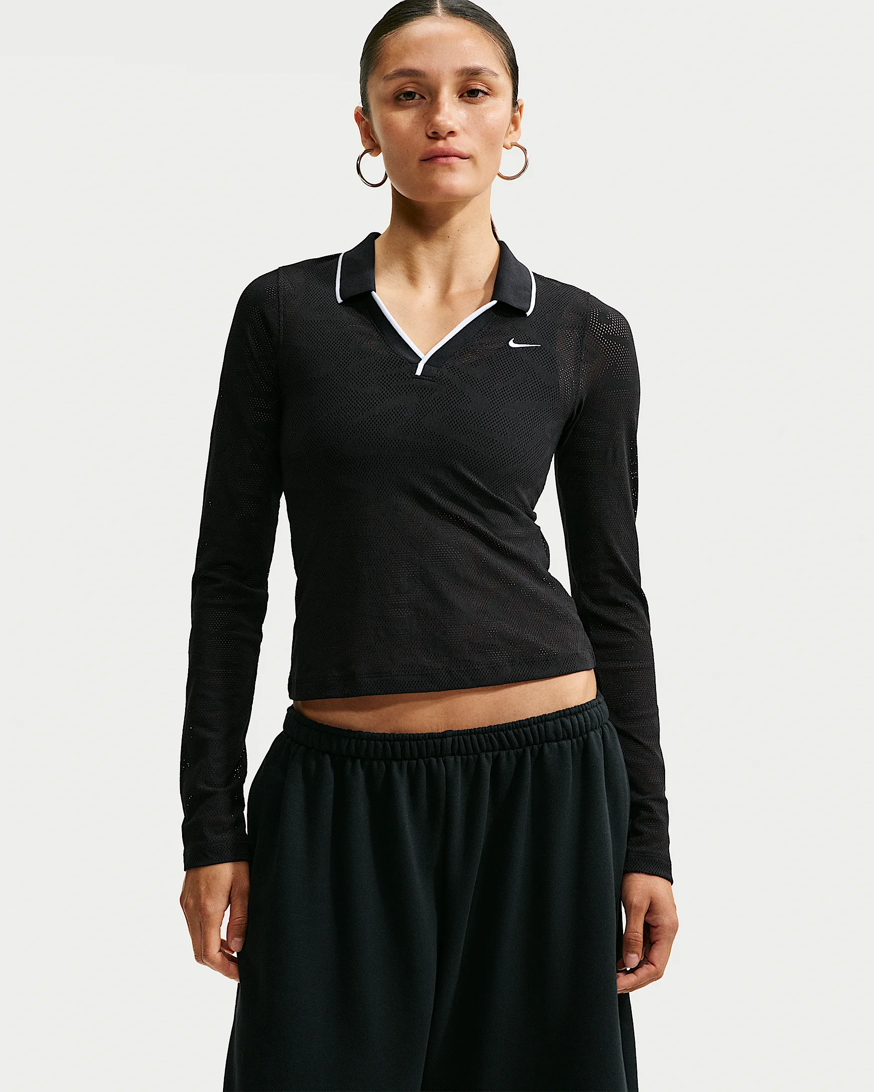 Nike Sportswear Chill Knit Women's Tight Mod-Cropped Long-Sleeve Lace Top - 1
