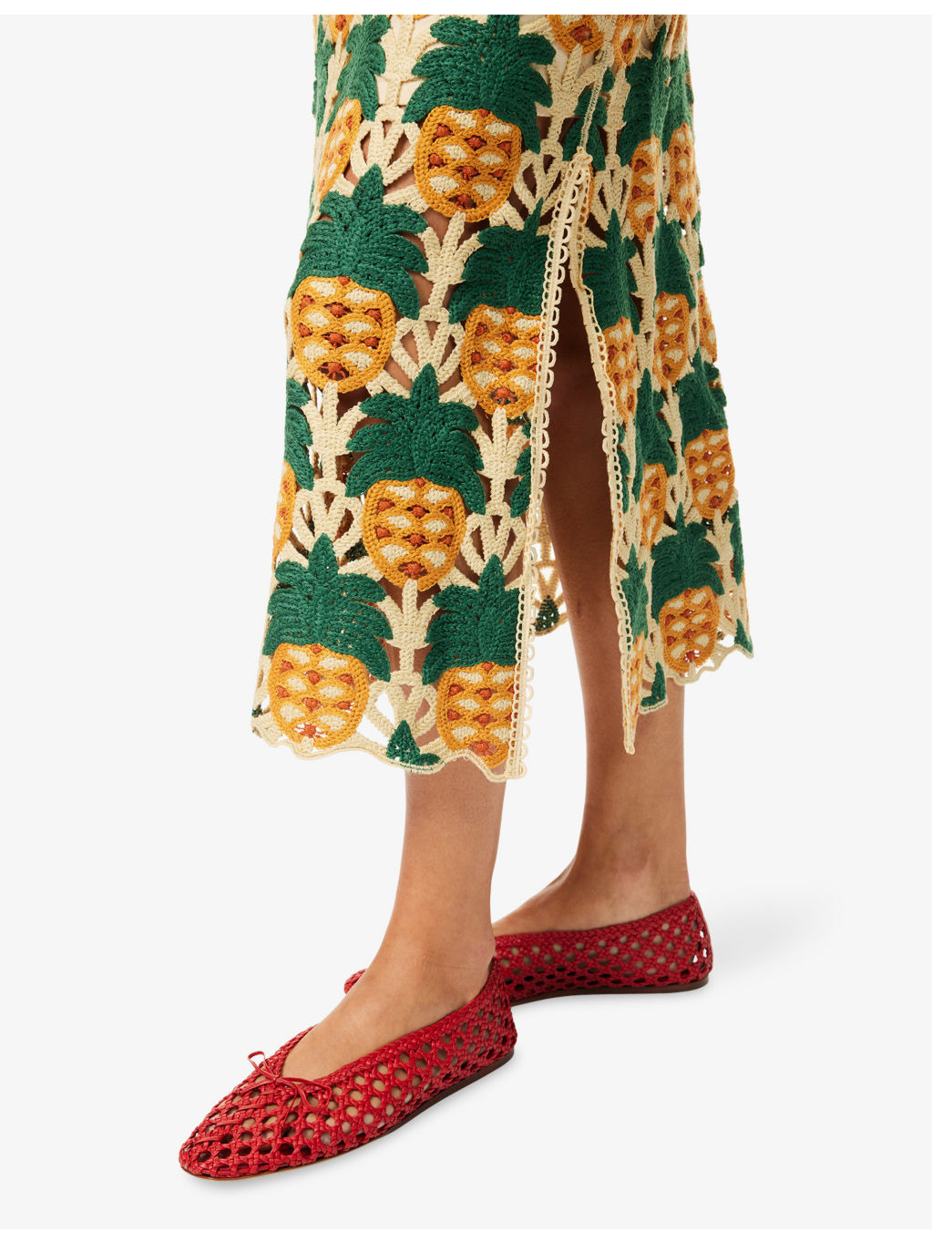Pineapple Crochet Woven Midi Skirt - 5