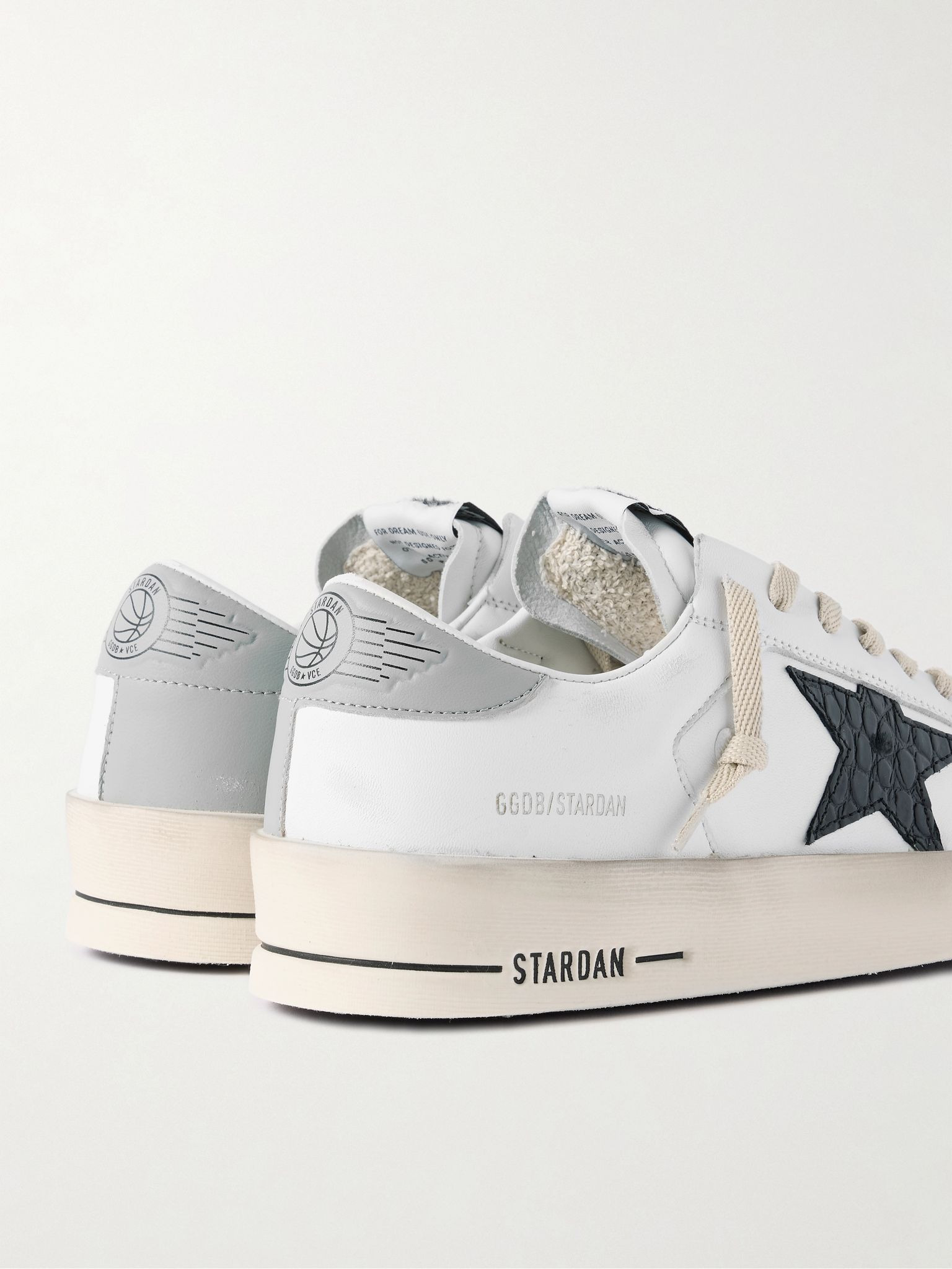 Stardan Distressed Suede-Trimmed Leather Sneakers White - 5