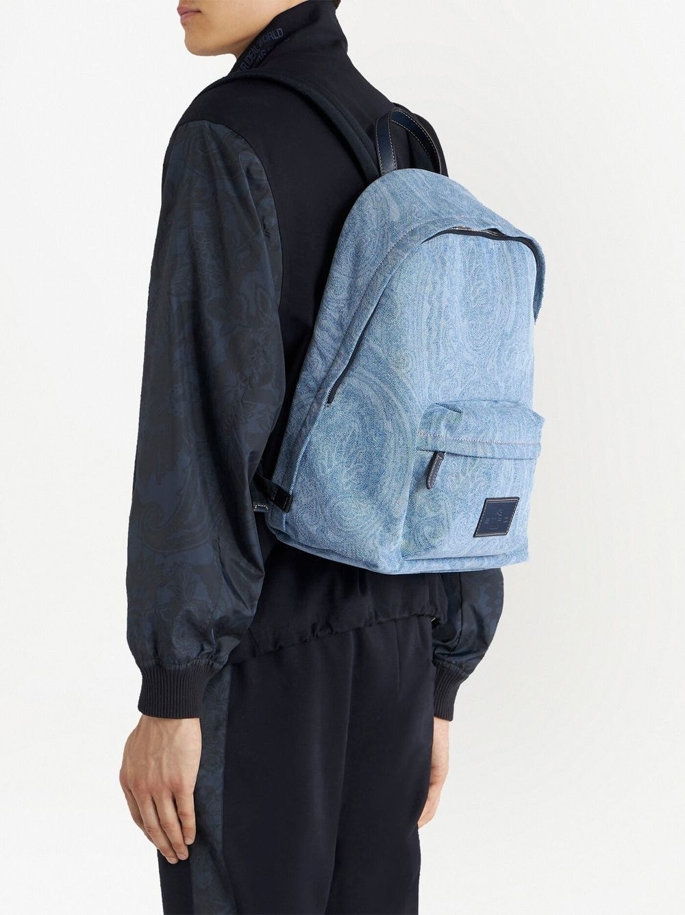 paisley-print denim backpack - 2