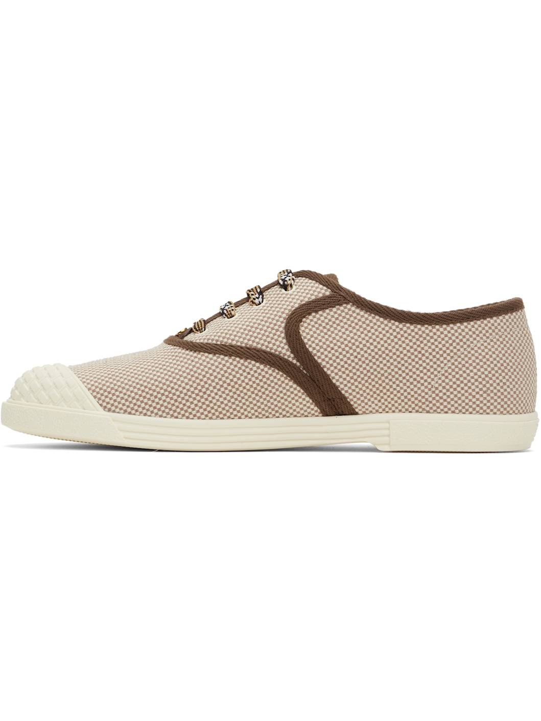 Off-White & Brown 'Bay By Bay' Canvas Sneakers - 3